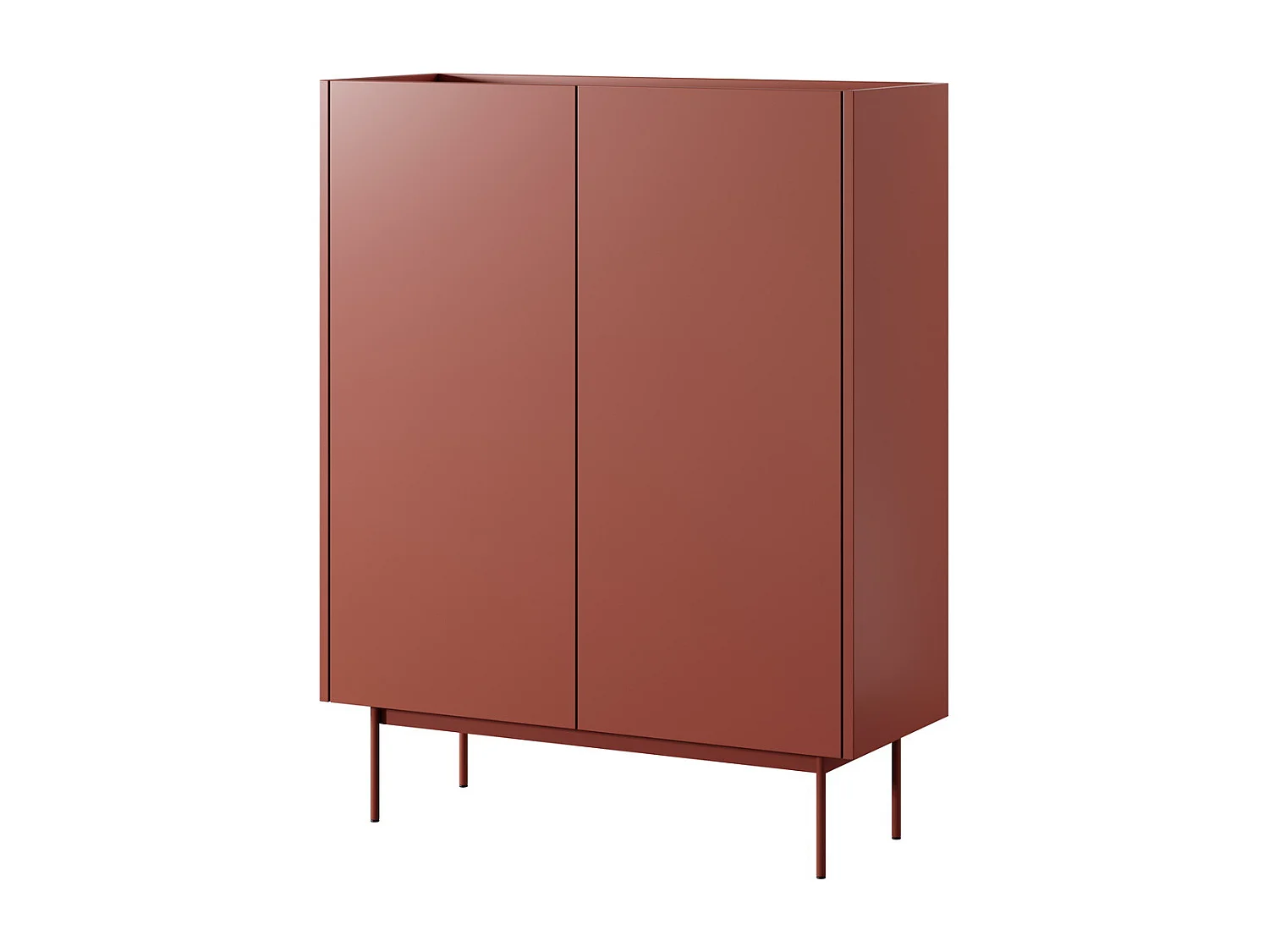 Commode haute 120 cm Laris - buffet 2 portes sur pieds, rouge