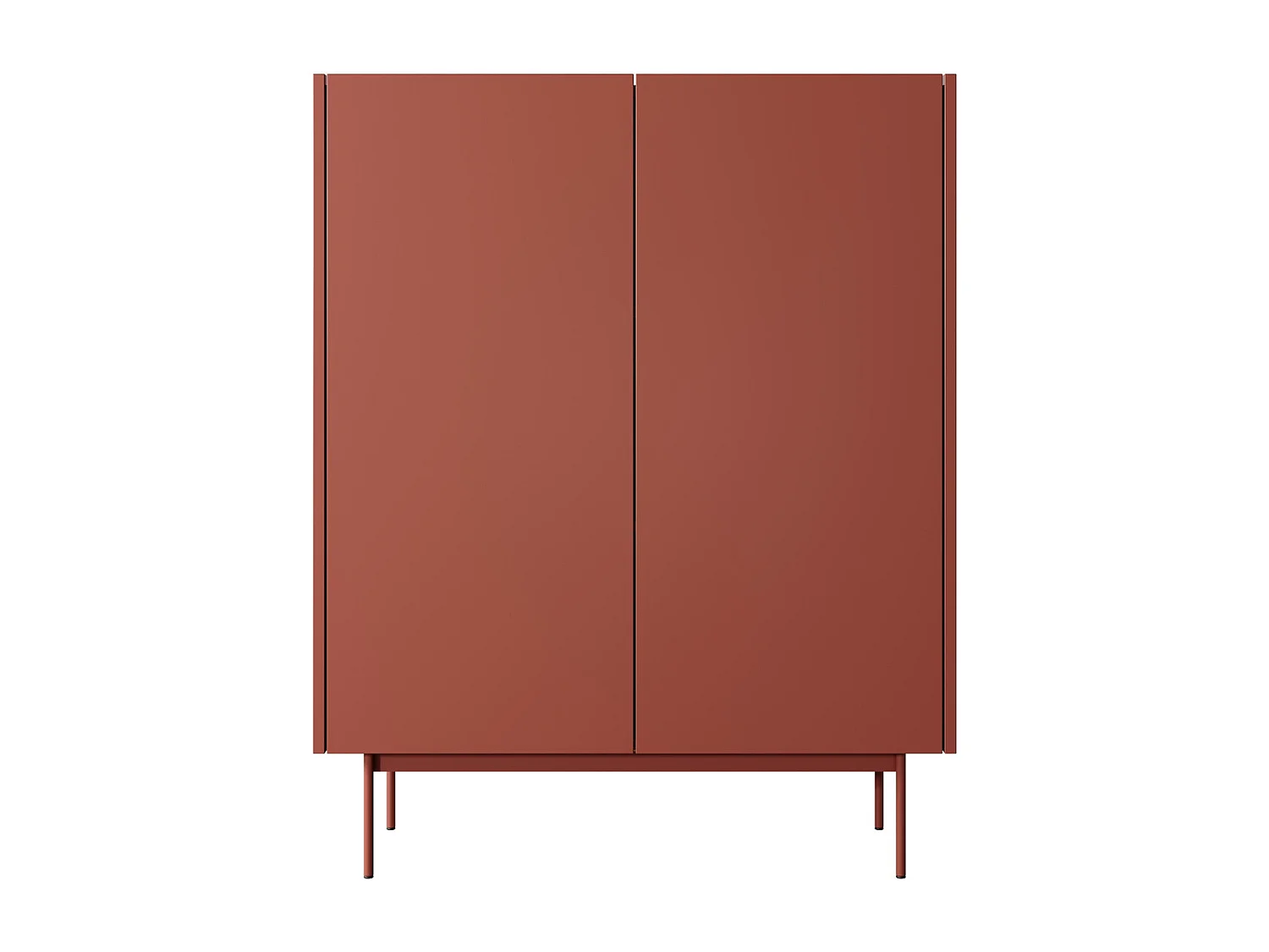 Commode haute 120 cm Laris - buffet 2 portes sur pieds, rouge