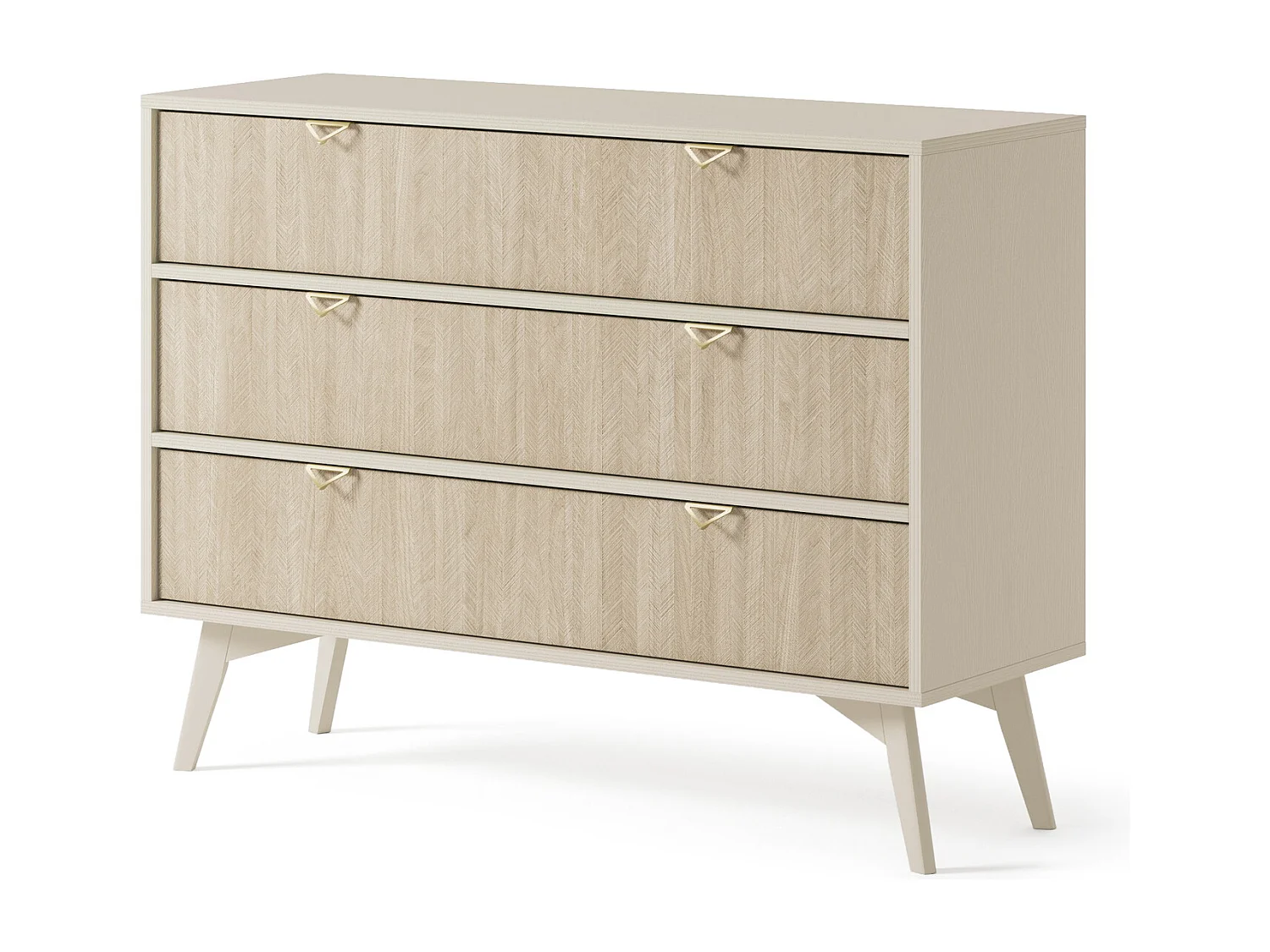 Komoda 100 cm Wood - Komoda na nóżkach, z 3 szufladami - styl boho, Beżowy