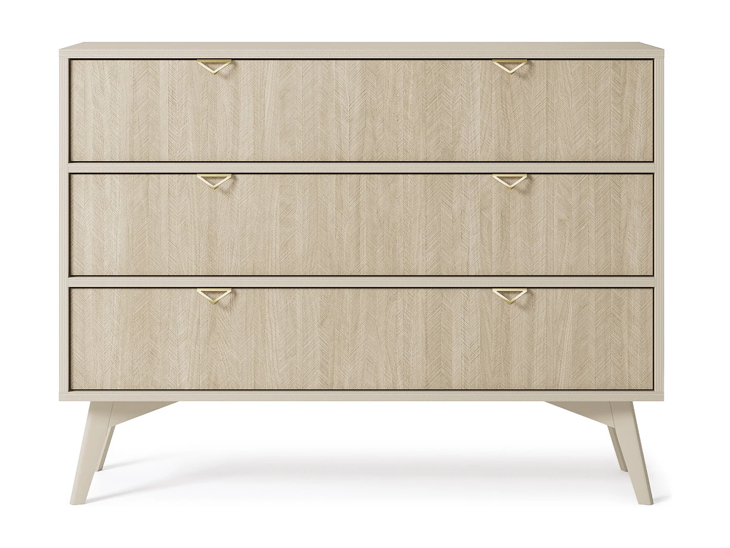 Komoda 100 cm Wood - Komoda na nóżkach, z 3 szufladami - styl boho, Beżowy