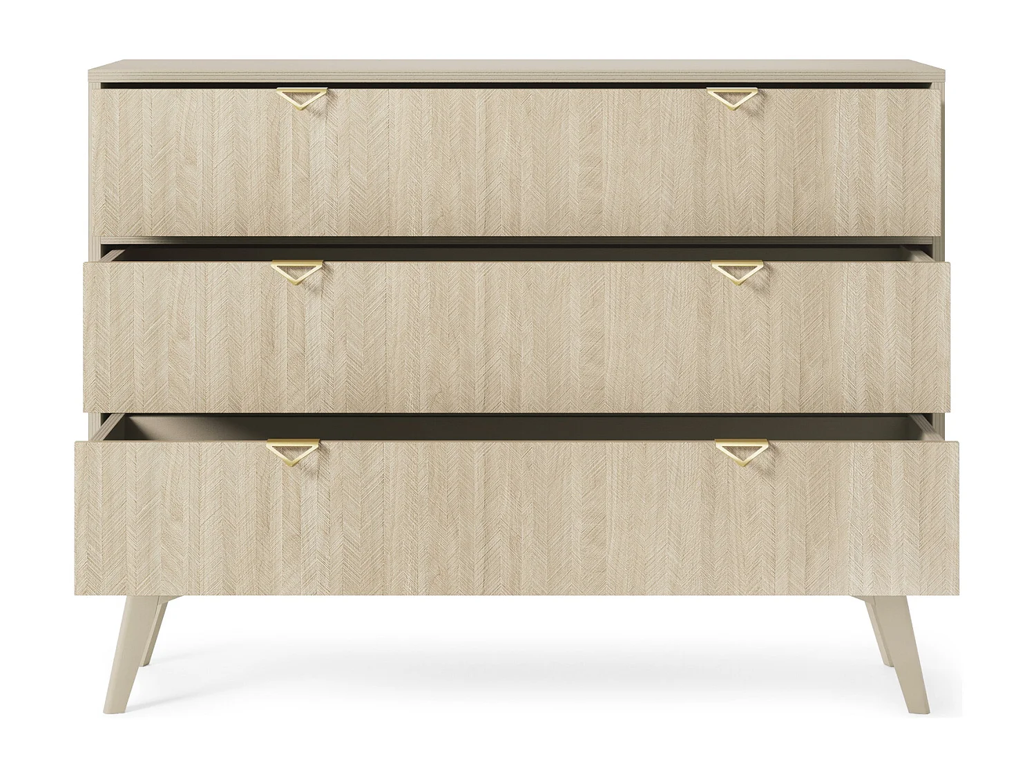 Komoda 100 cm Wood - Komoda na nóżkach, z 3 szufladami - styl boho, Beżowy