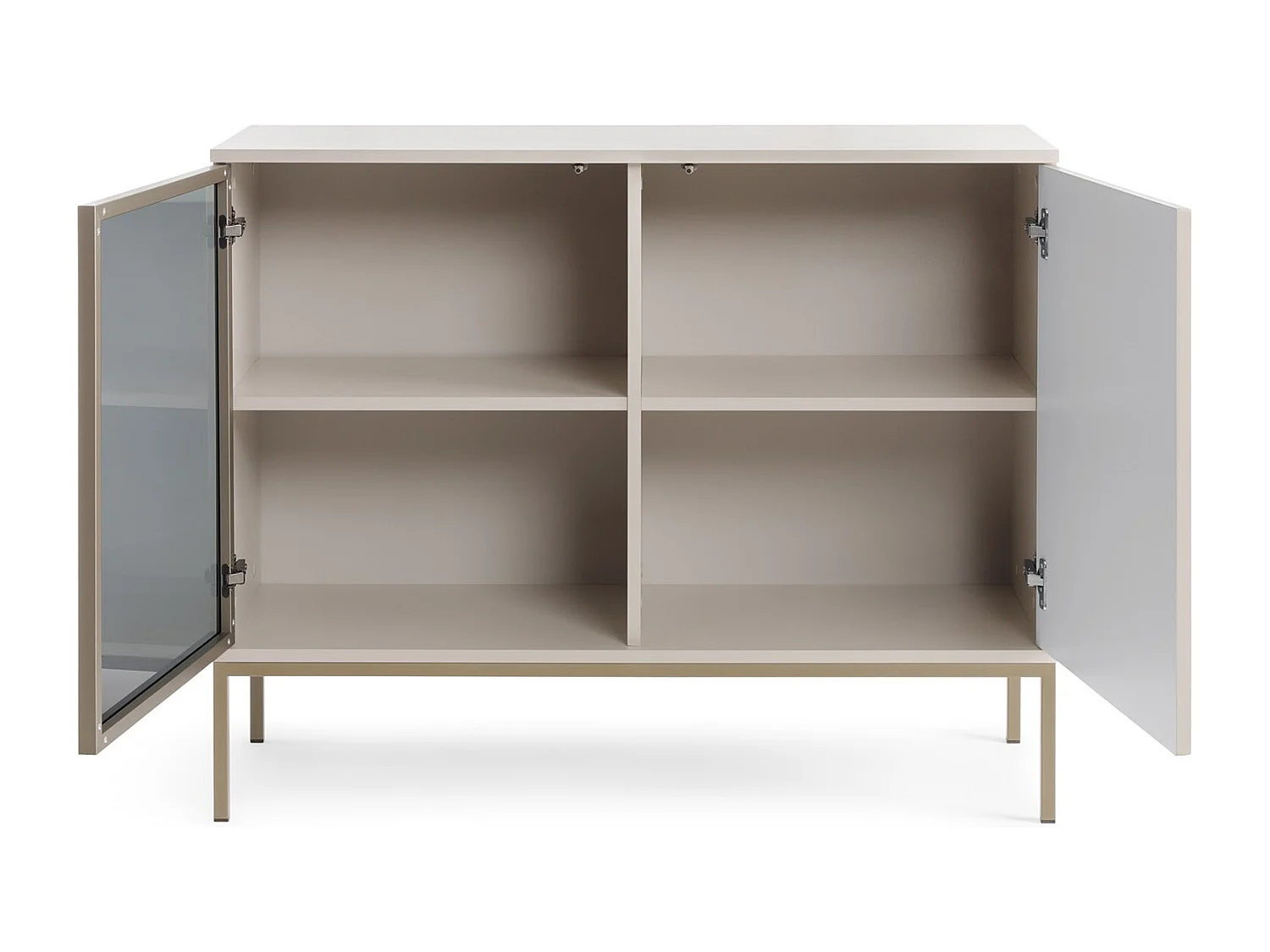 Commode 2 Portes Haller - Petite Commode 100 cm, Loft, Industriel, éclairage LED, Lamelles, Cachemire