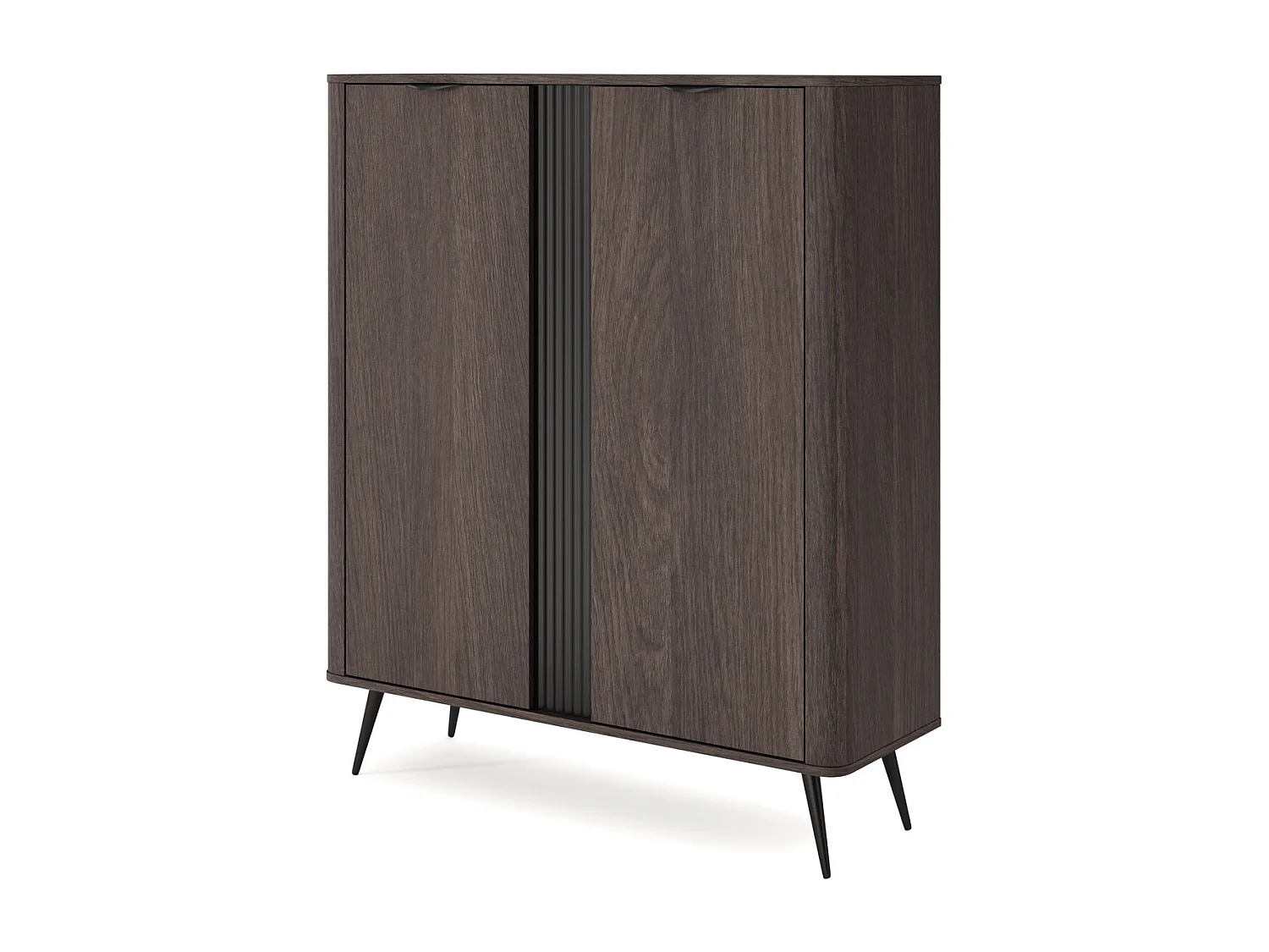 Hoge commode 135 cm Estera, 2 deuren - commode op poten, donker hout - eik Dunin