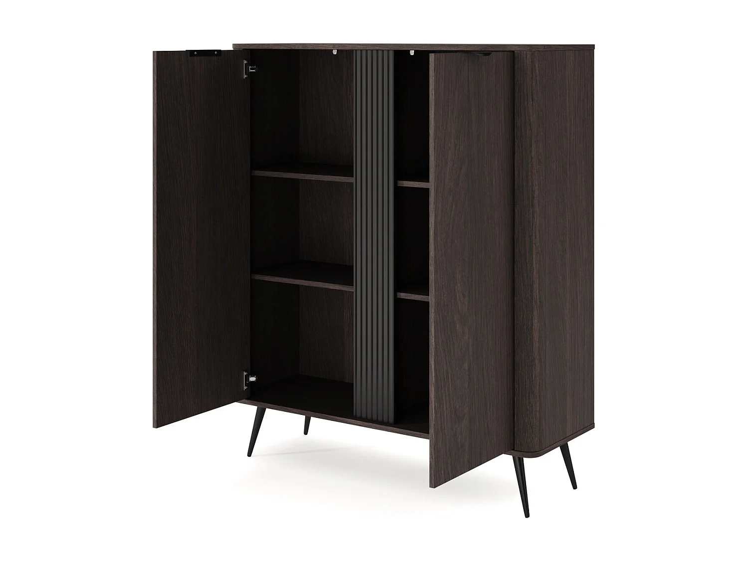 Hoge commode 135 cm Estera, 2 deuren - commode op poten, donker hout - eik Dunin