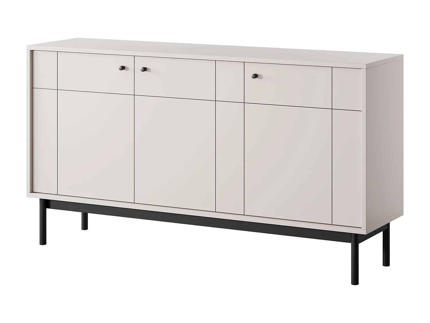 Driedelige commode Lunaris op poten, voor de woonkamer, commode 155 cm - kasjmier