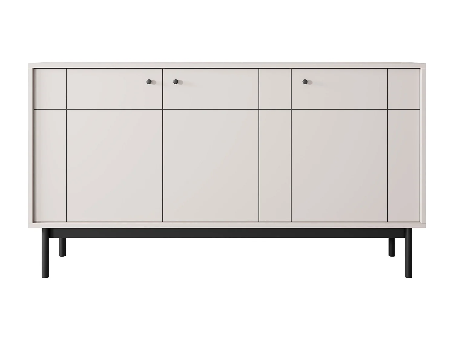Driedelige commode Lunaris op poten, voor de woonkamer, commode 155 cm - kasjmier