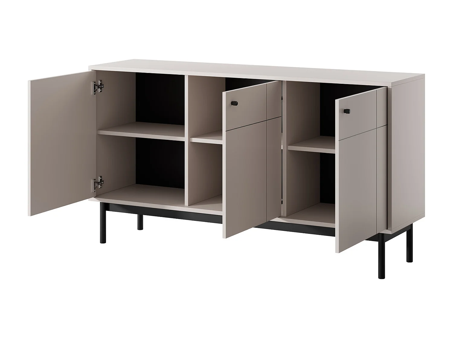 Driedelige commode Lunaris op poten, voor de woonkamer, commode 155 cm - kasjmier