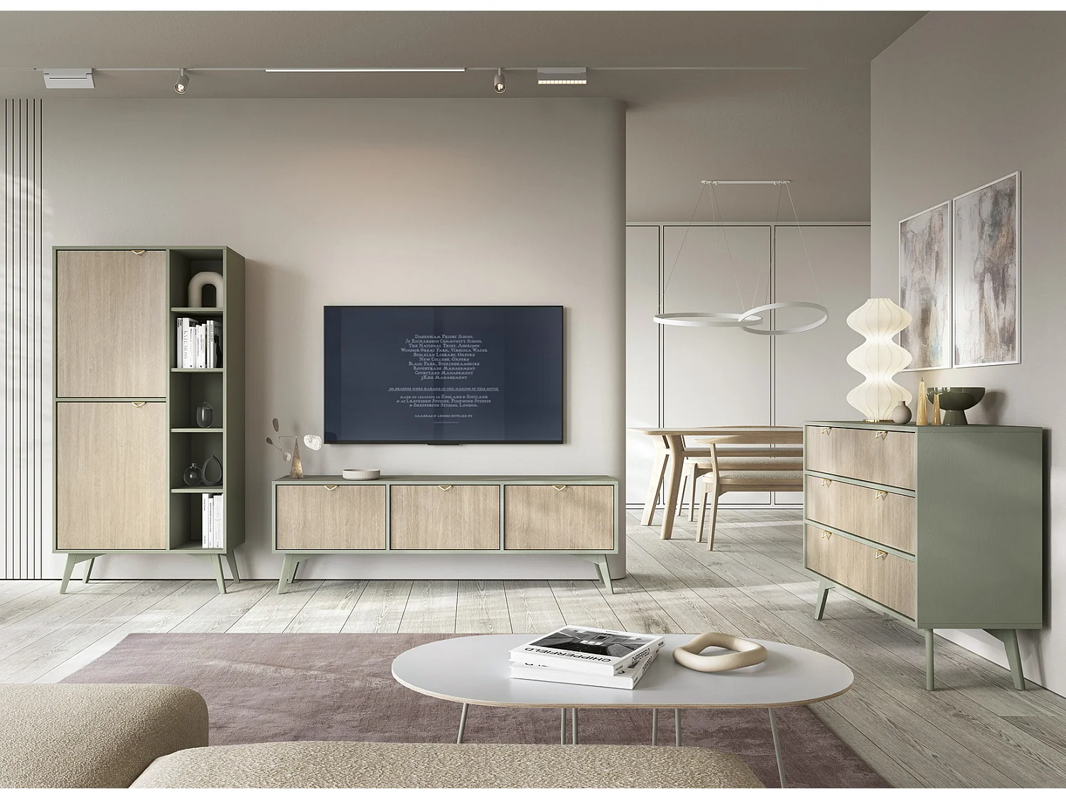 Commode 100 cm Wood - Dressoir met 3 lades, modern, boho-stijl, Eucalyptus