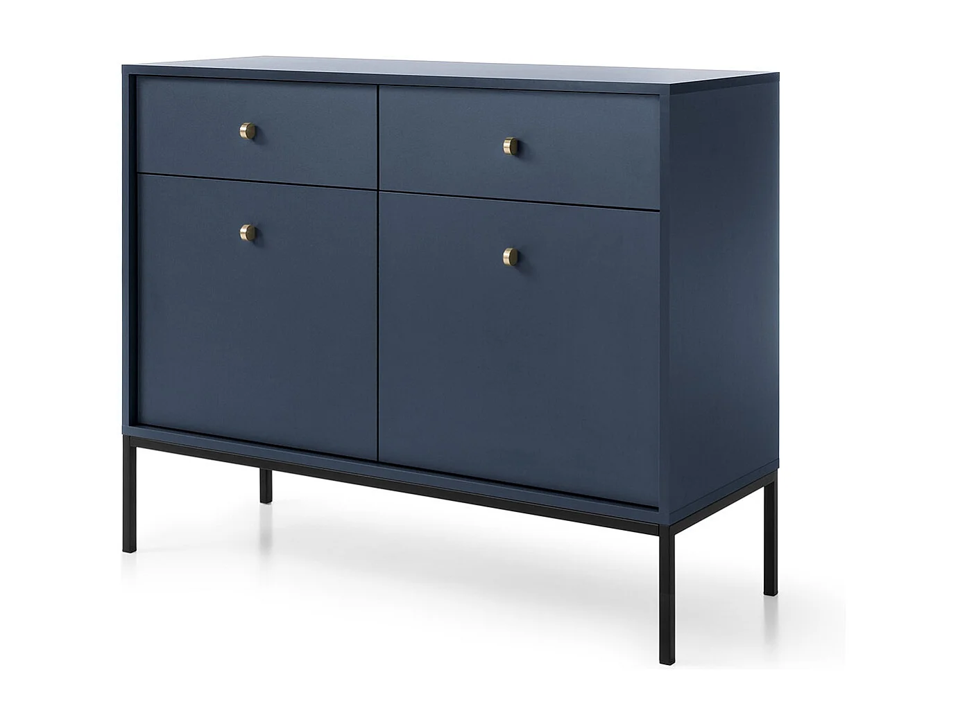 Commode met lades Monti op poten - 2 deuren, 100 cm, bleu marineblauw + zwart