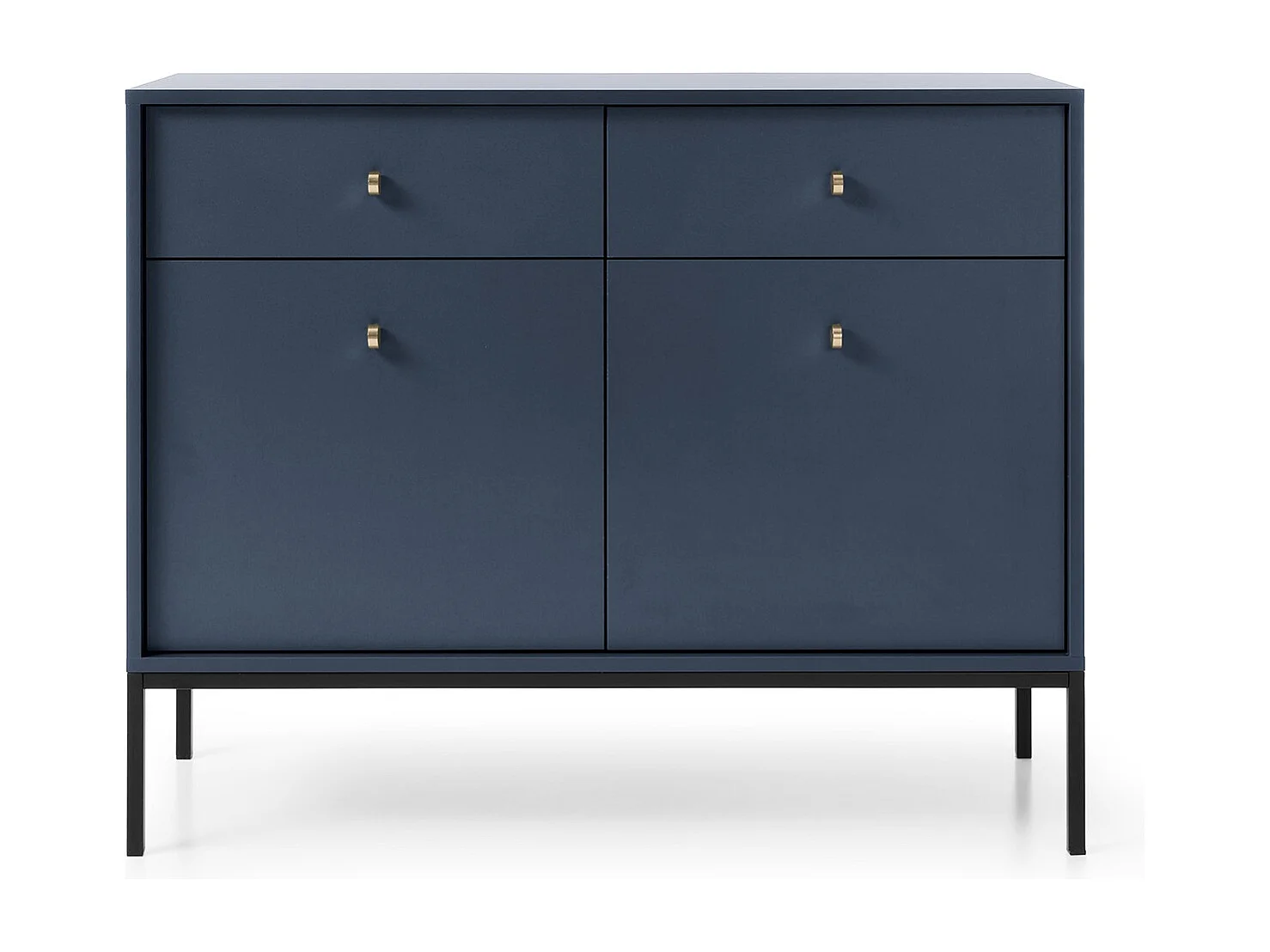 Commode met lades Monti op poten - 2 deuren, 100 cm, bleu marineblauw + zwart