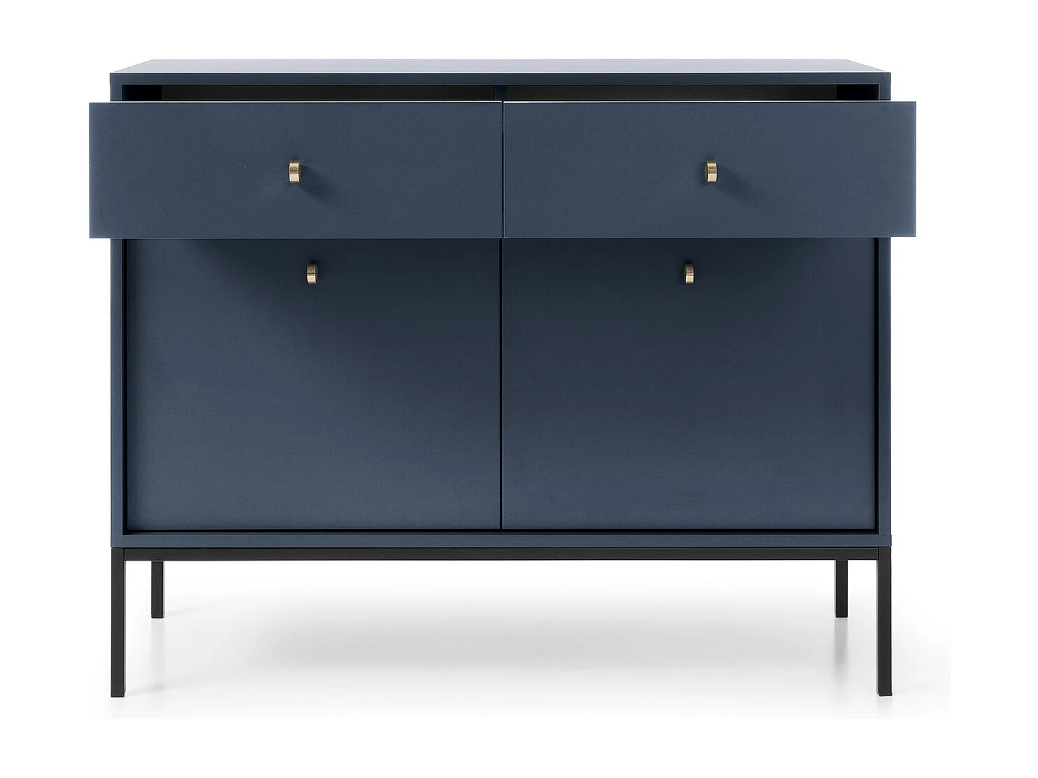 Commode met lades Monti op poten - 2 deuren, 100 cm, bleu marineblauw + zwart