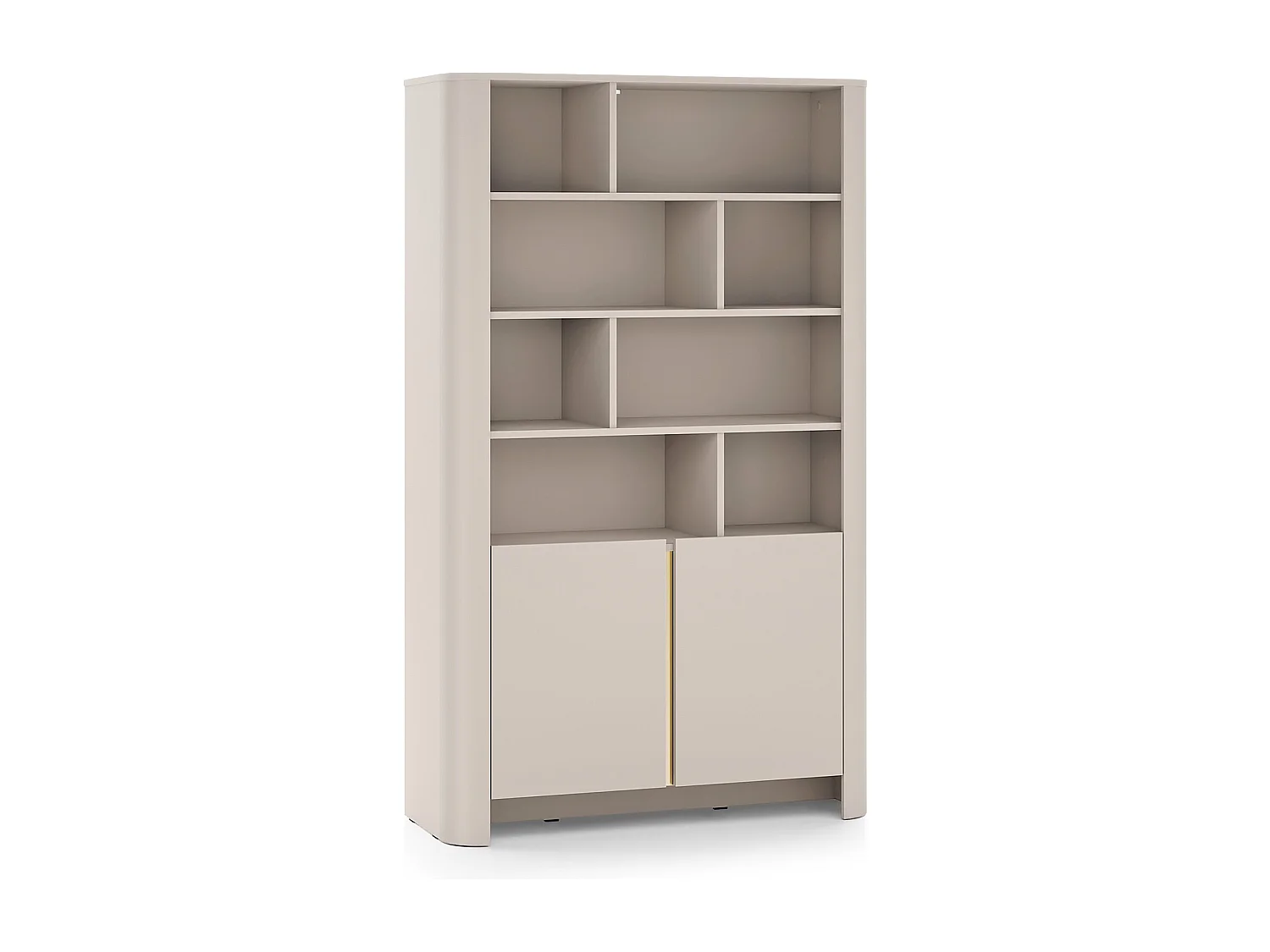 Bibliothèque avec étagères 100 cm Mezzano, 2 portes, meuble de bureau - cachemire