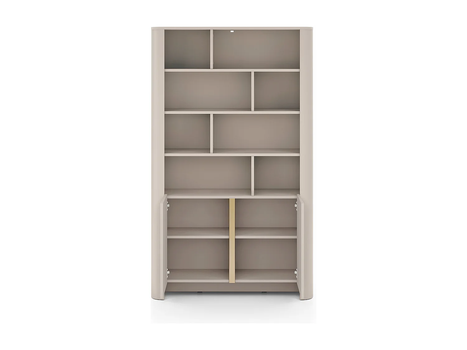 Bibliothèque avec étagères 100 cm Mezzano, 2 portes, meuble de bureau - cachemire