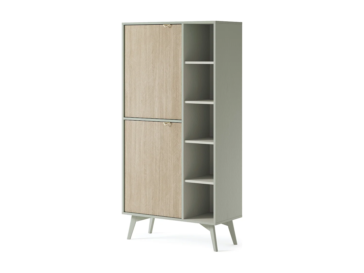 Boekenkast 80 cm Wood - visgraatpatroon, kantoorrek eucalyptus