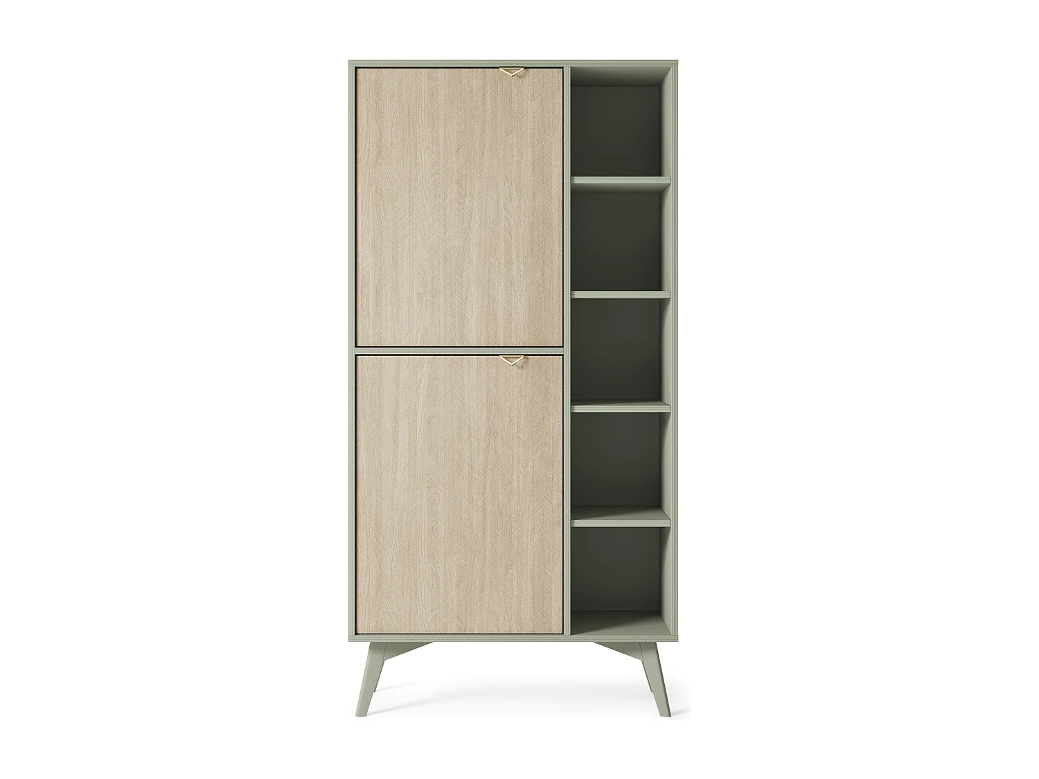 Boekenkast 80 cm Wood - visgraatpatroon, kantoorrek eucalyptus