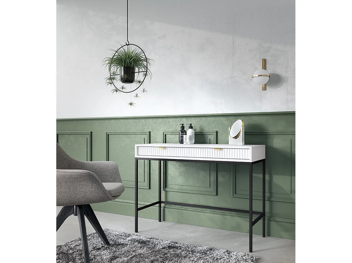 Kaptafel Galla met lade - consoletafel 100 cm, wit + zwart