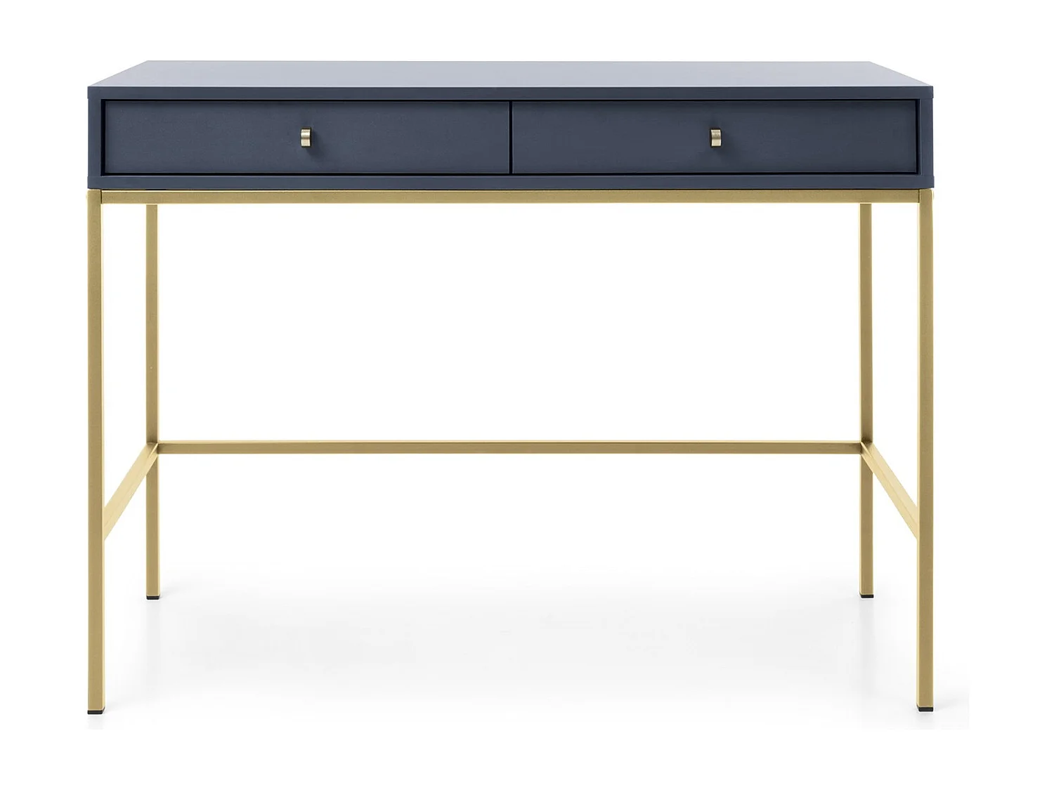 Kaptafel 100 cm Monti - twee lades, consoletafel, marineblauw + goud