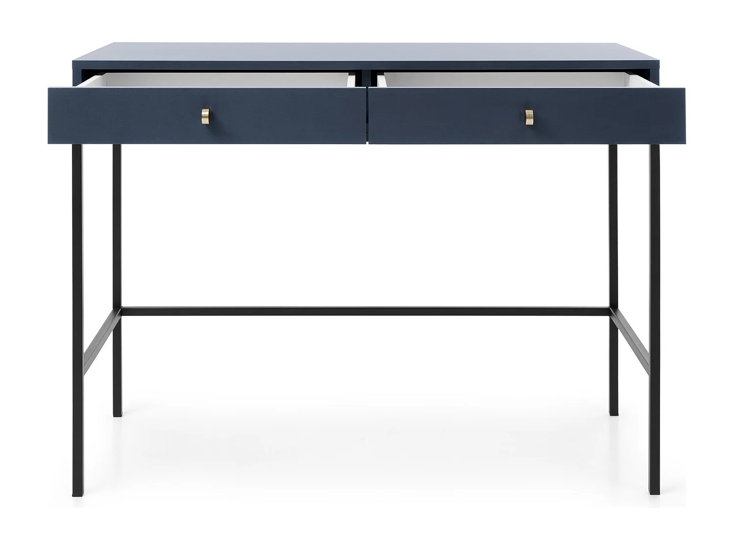 Kaptafel 100 cm Monti - twee lades, consoletafel, marineblauw + goud