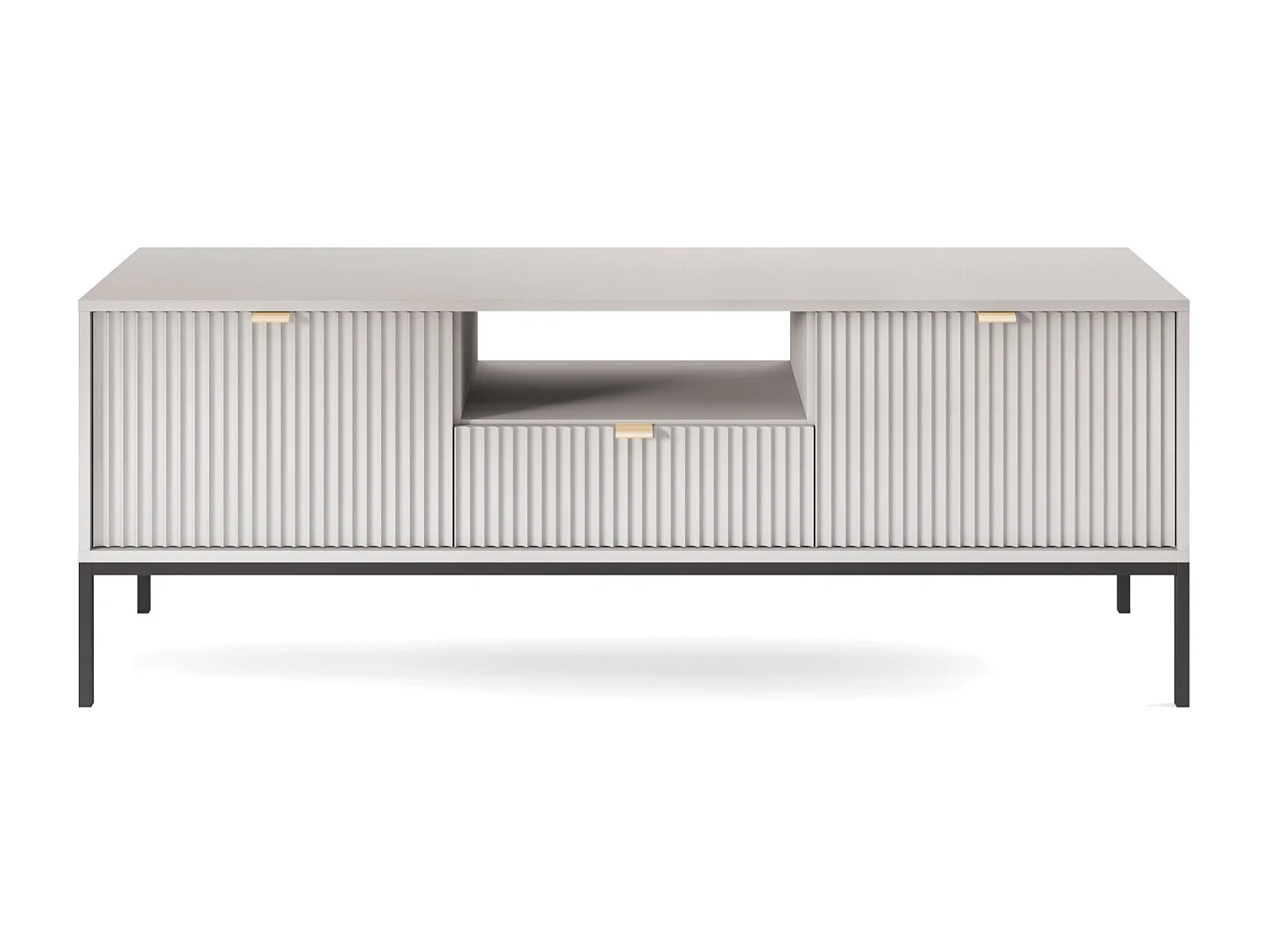 TV-meubel 150 cm Galla - tv-kast met lades, grijs + zwart
