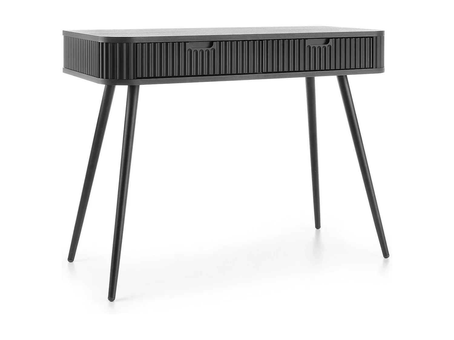 Kaptafel met lades Gerly - consoletafel 100 cm, geribbelde fronten, zwart