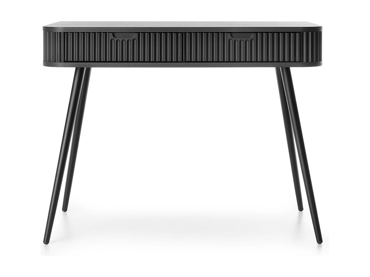 Kaptafel met lades Gerly - consoletafel 100 cm, geribbelde fronten, zwart