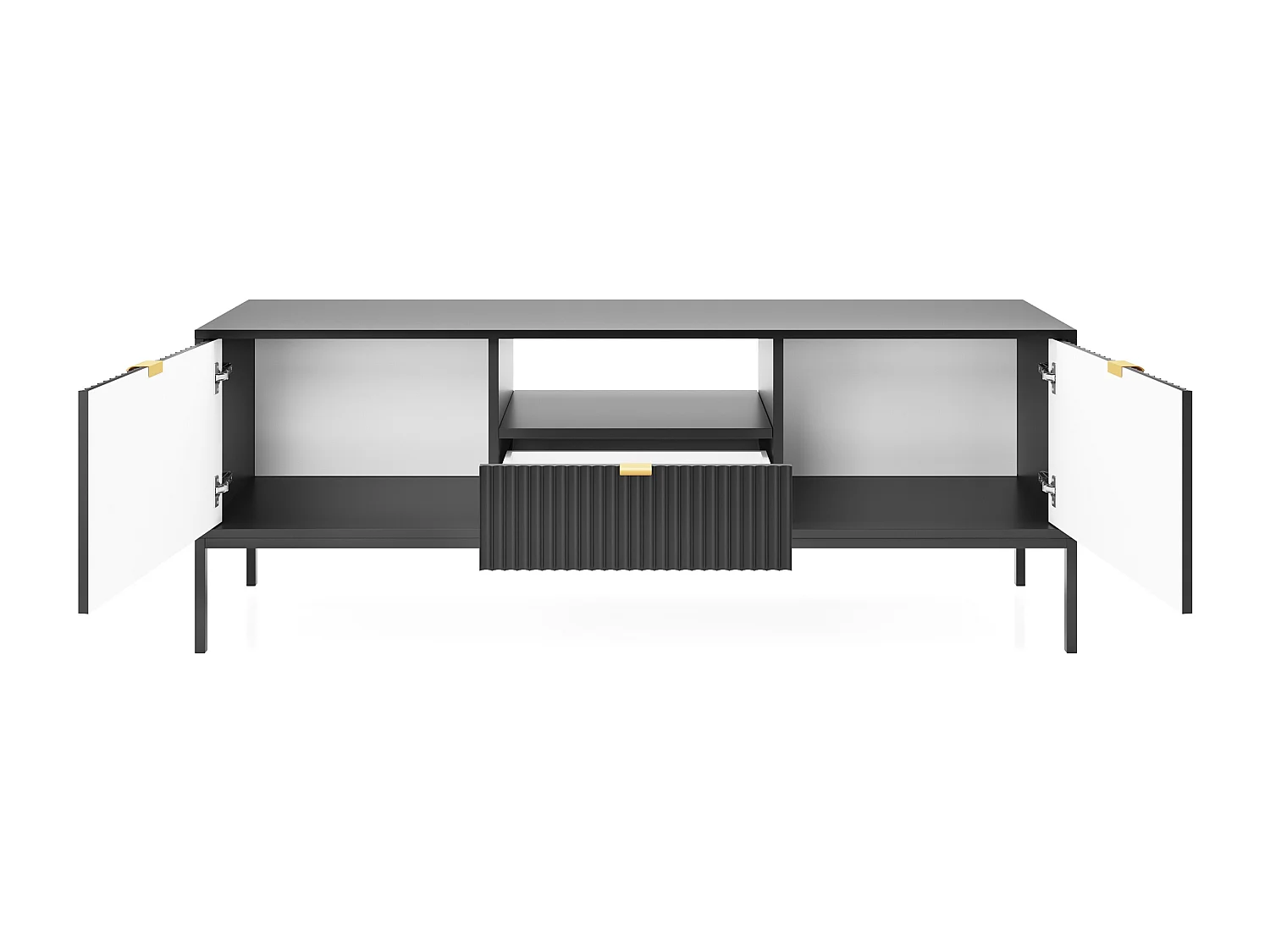 TV-meubel 150 cm Galla - tv-kast met lades, zwart