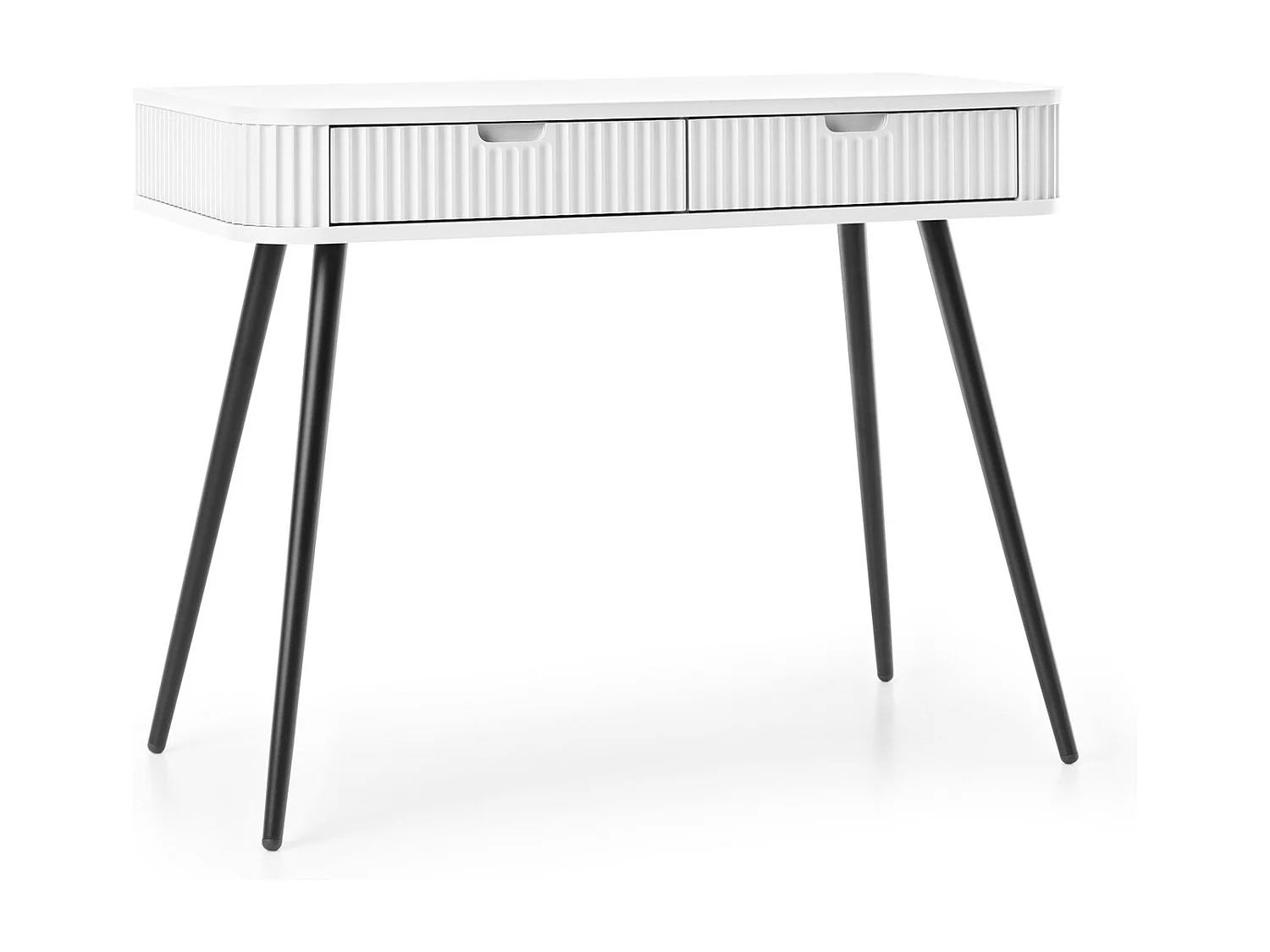 Kaptafel met lades Gerly - consoletafel 100 cm, geribbelde fronten, wit + zwart