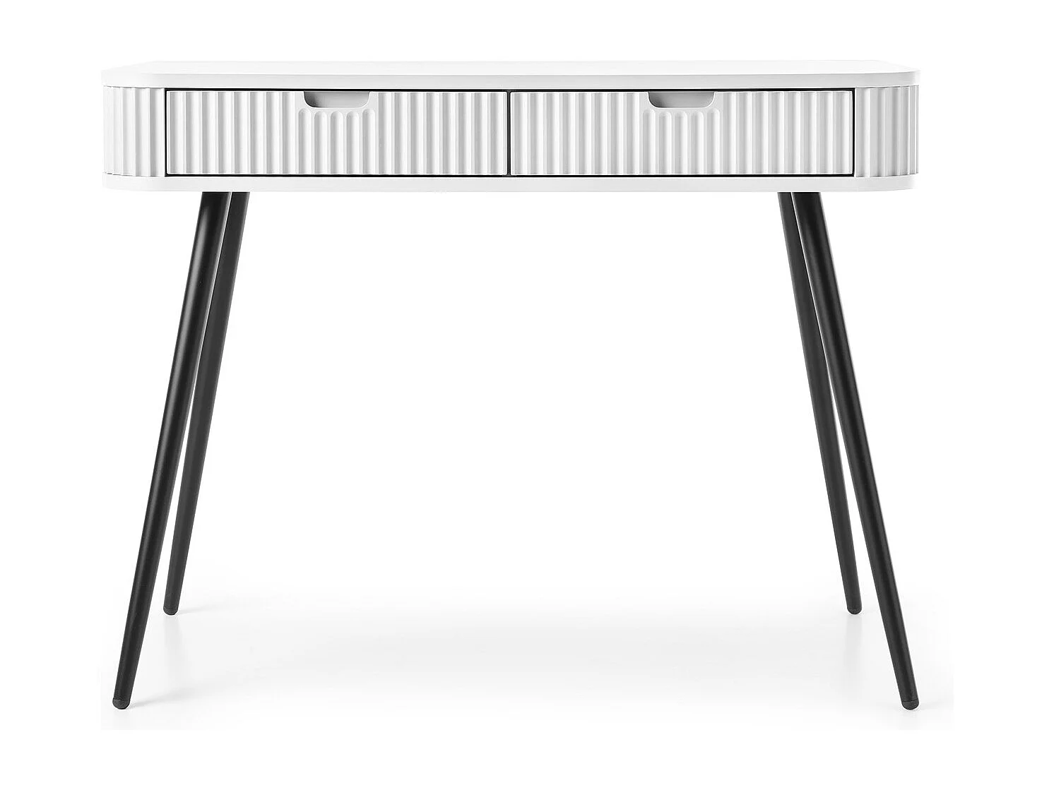 Kaptafel met lades Gerly - consoletafel 100 cm, geribbelde fronten, wit + zwart