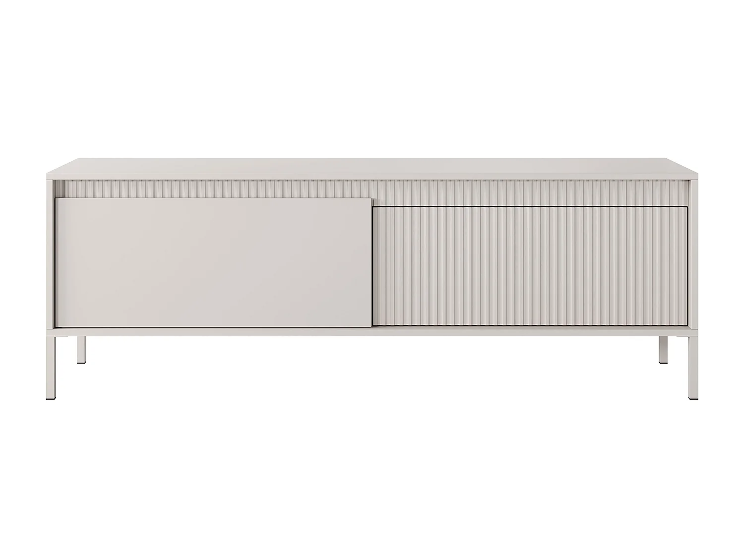 TV-Schrank auf Beinen Santori - 2 Türen, TV-Möbel 153 cm für das Wohnzimmer - Beige