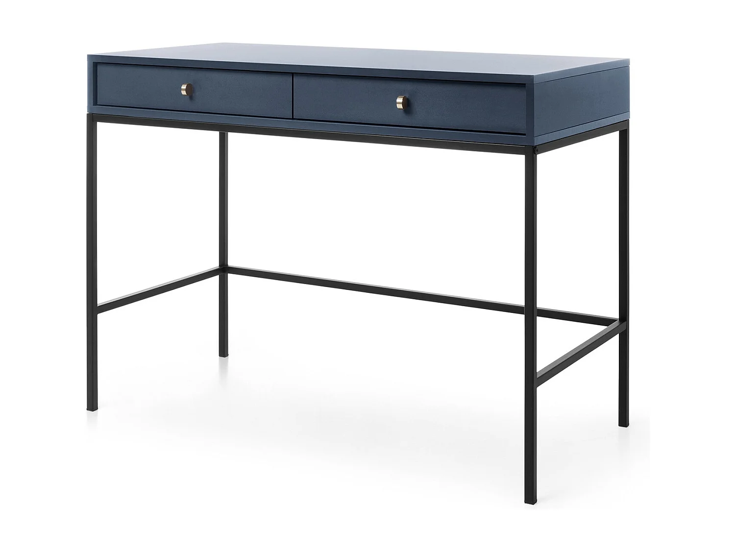 Table console 100 cm Monti - deux tiroirs, table console, bleu marine + noir