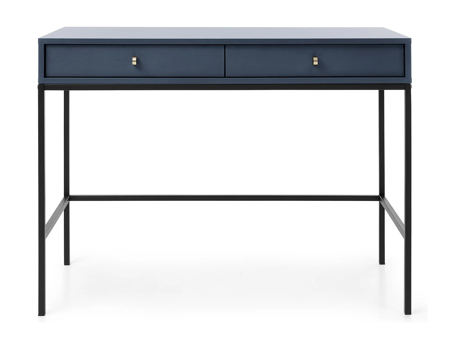 Table console 100 cm Monti - deux tiroirs, table console, bleu marine + noir