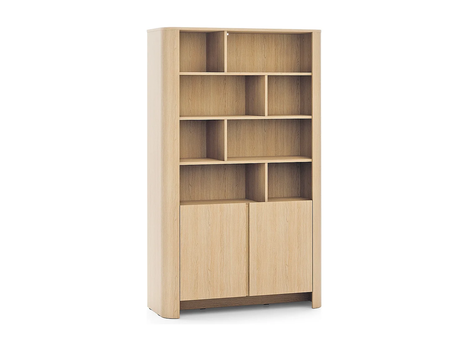 Bibliothèque avec étagères 100 cm Mezzano, 2 portes, meuble de bureau - chêne Vicenza