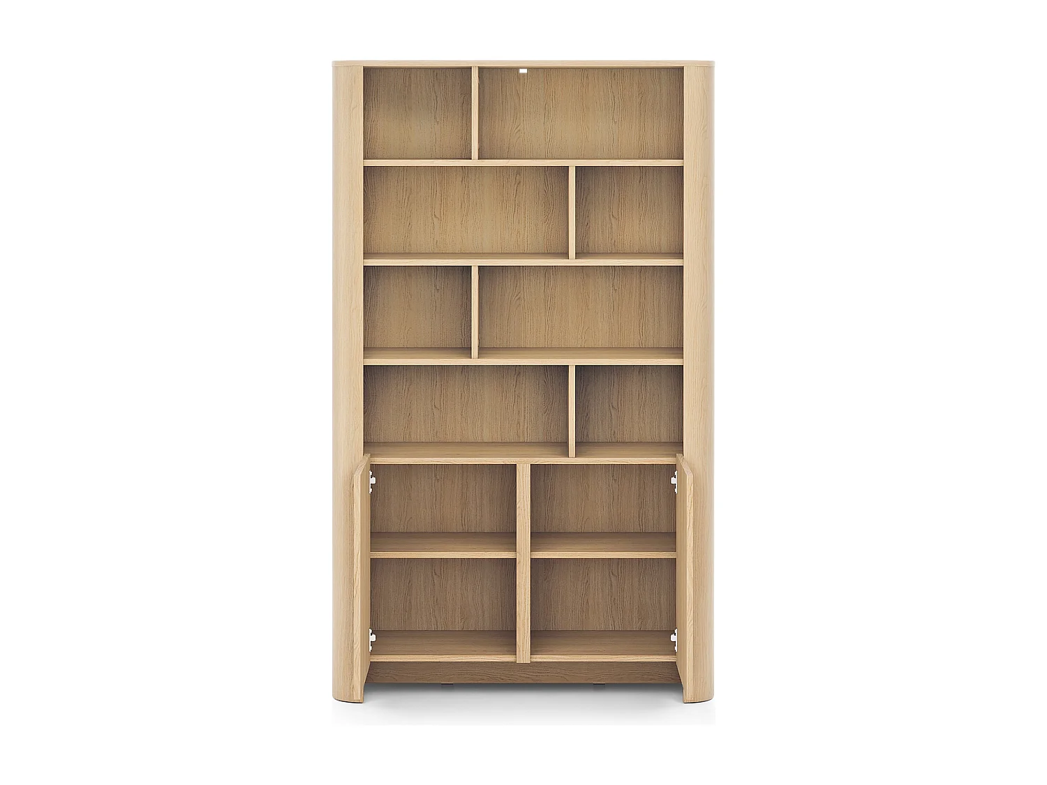 Bibliothèque avec étagères 100 cm Mezzano, 2 portes, meuble de bureau - chêne Vicenza