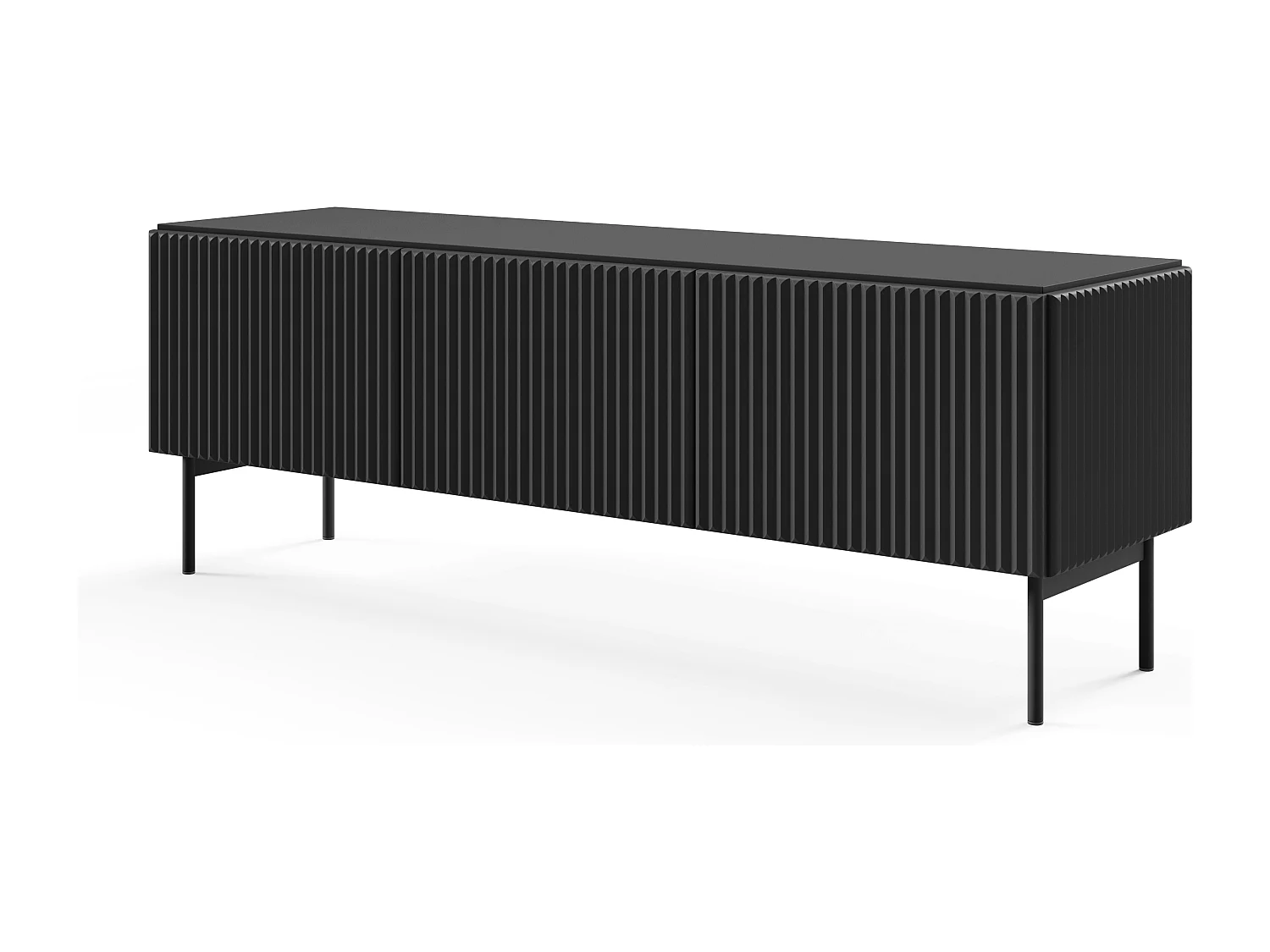 TV-meubel 147 cm Galiano op poten - 3 deuren, tv-kast voor de woonkamer - zwart
