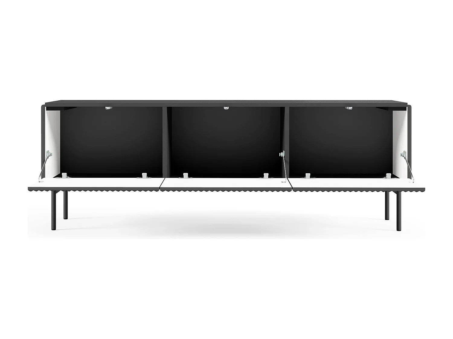 TV-meubel 147 cm Galiano op poten - 3 deuren, tv-kast voor de woonkamer - zwart