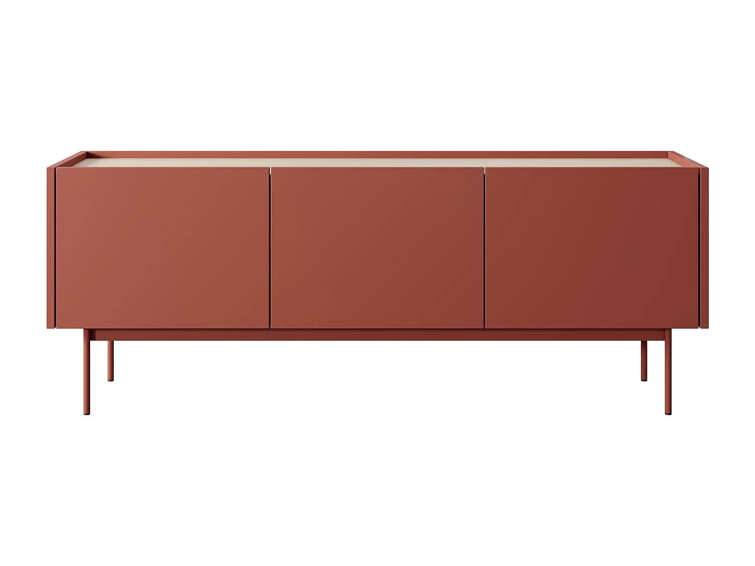 Meuble TV 3 portes Laris - meuble TV 100 cm, salon, sur pieds, rouge