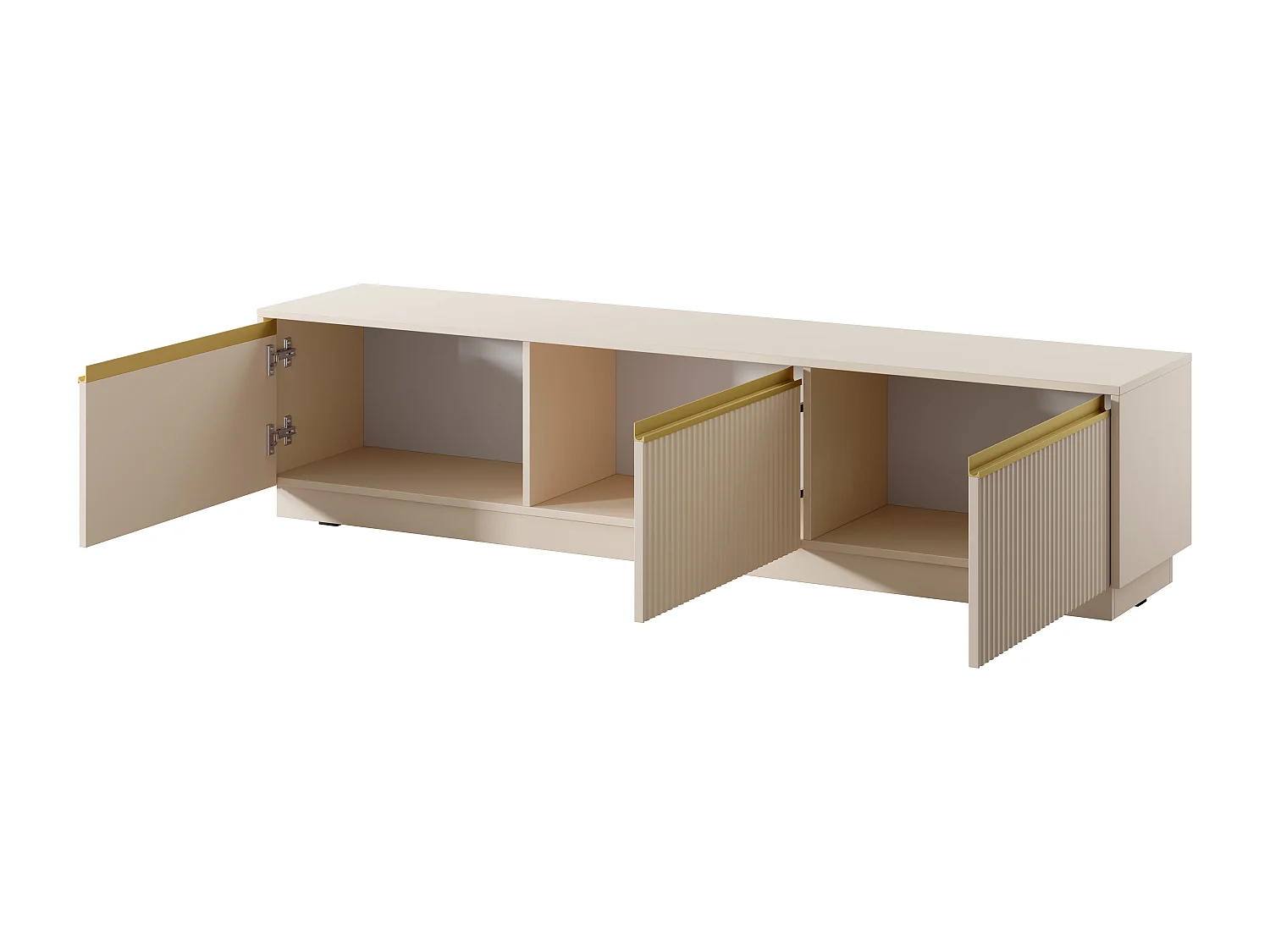 Hängendes / stehendes TV-Lowboard Baron 180 cm, geriffelte Fronten, Beige