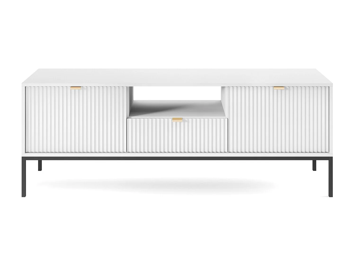 TV-meubel 150 cm Galla - tv-kast met lades, wit + zwart