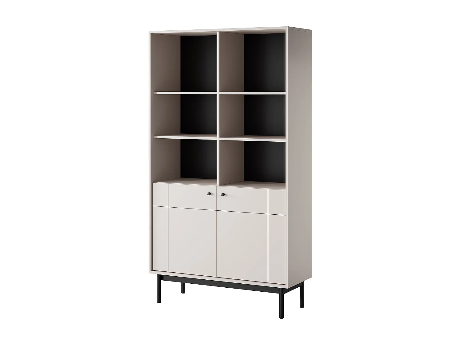 Bibliothèque 2 portes Lunaris 100 cm, meuble pour bureau, salon - cachemire