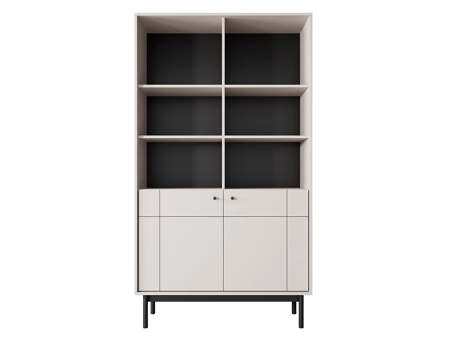 Bibliothèque 2 portes Lunaris 100 cm, meuble pour bureau, salon - cachemire
