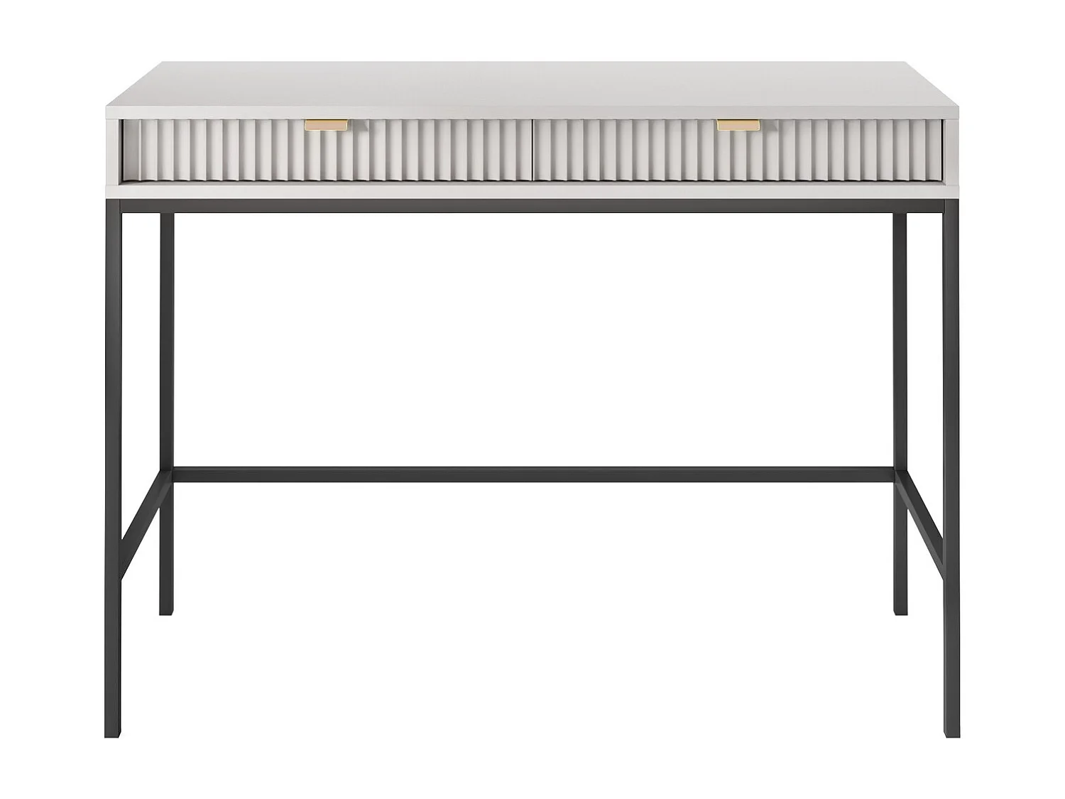 Table console 100 cm Galla - 2 tiroirs, console de chambre, Gris + Noir