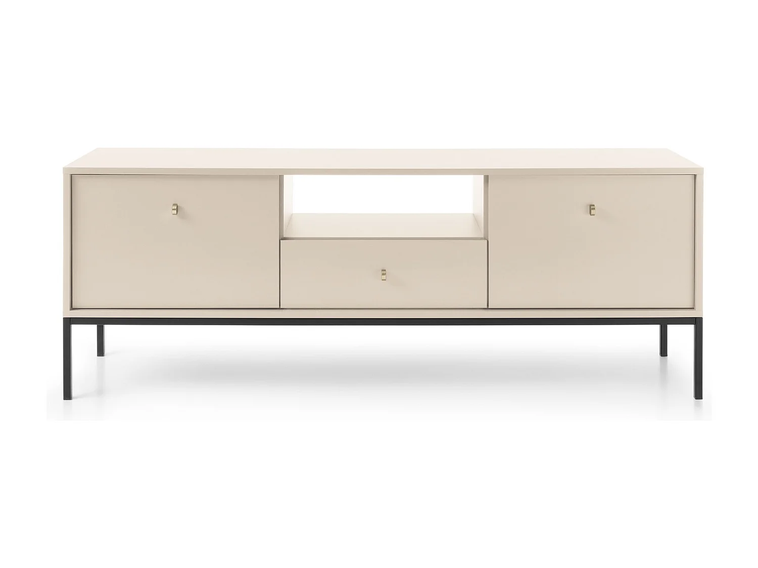 TV-Lowboard 150 cm Monti - TV Shrank mit Schublade auf Beinen, 2 Türen - Beige + Schwarz