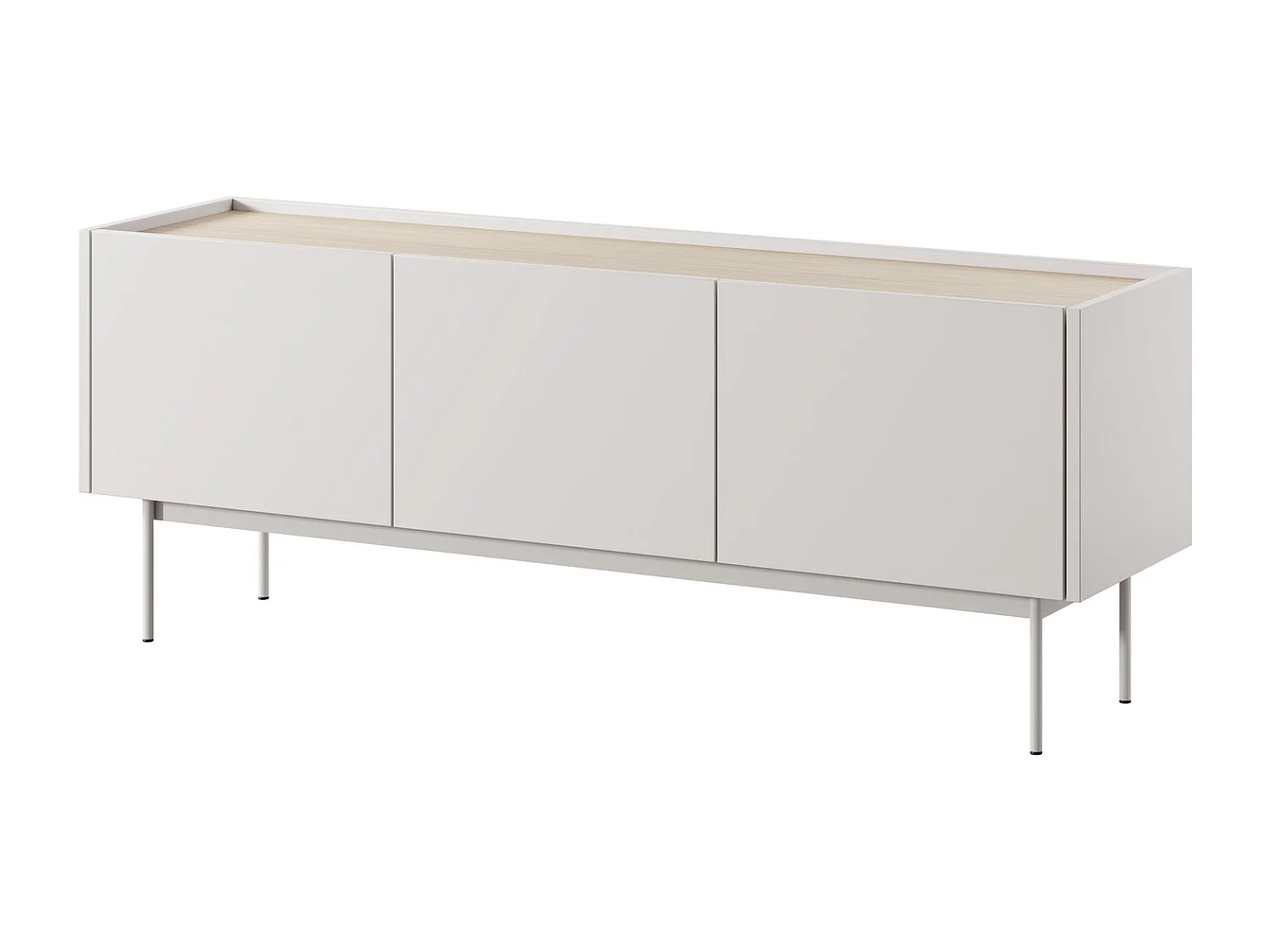Meuble TV 3 portes Laris - meuble TV 100 cm, salon, sur pieds, cachemire