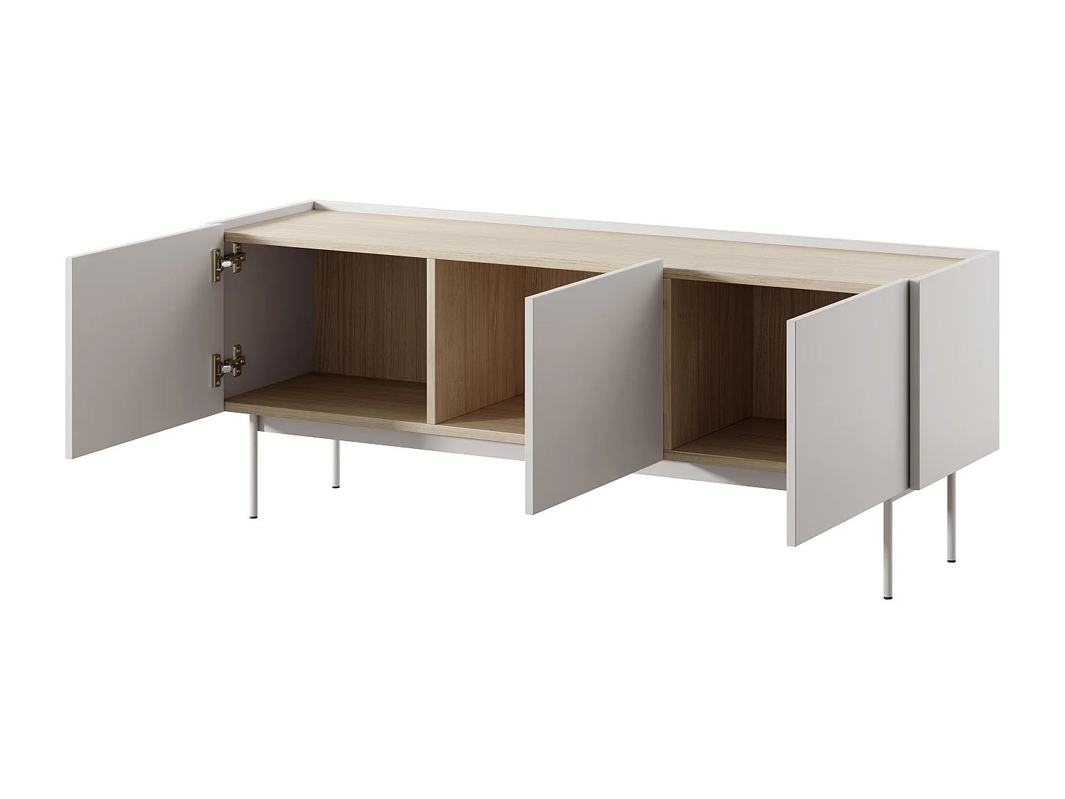 Meuble TV 3 portes Laris - meuble TV 100 cm, salon, sur pieds, cachemire