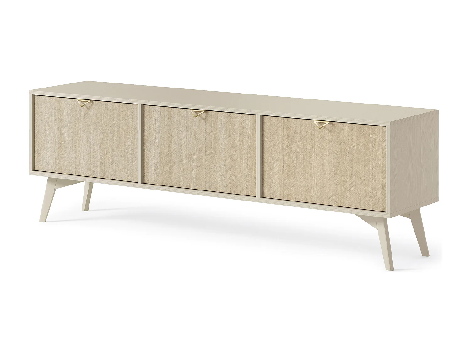 TV-kast 150 cm Wood - TV-meubel voor de woonkamer, boho-stijl, Beige
