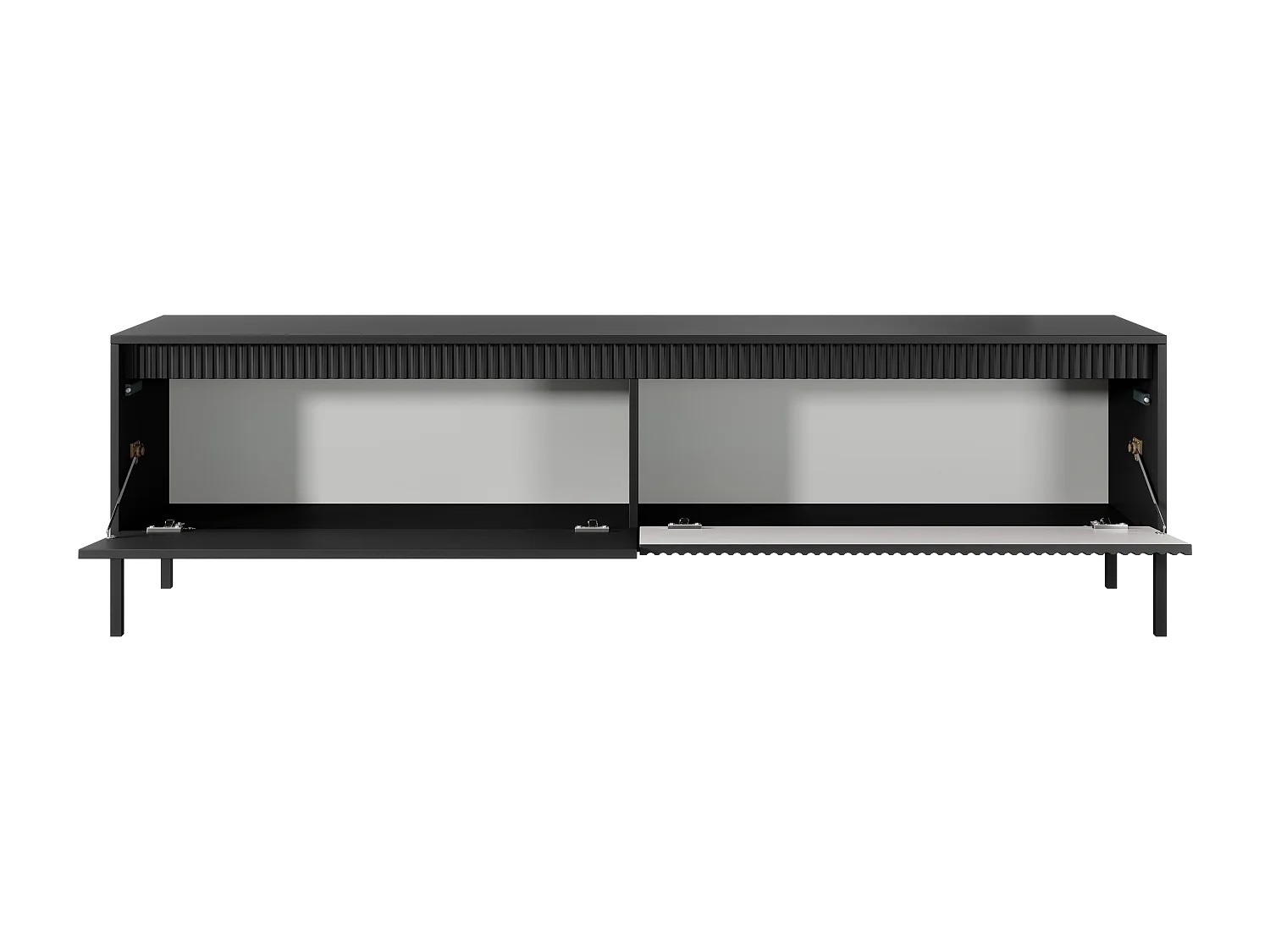 TV-Schrank auf Beinen Santori - 2 Türen, TV-Möbel 187 cm für das Wohnzimmer - Schwarz