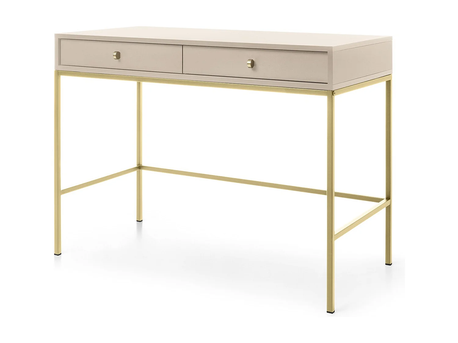 Kaptafel 100 cm Monti - twee lades, consoletafel, beige + goud