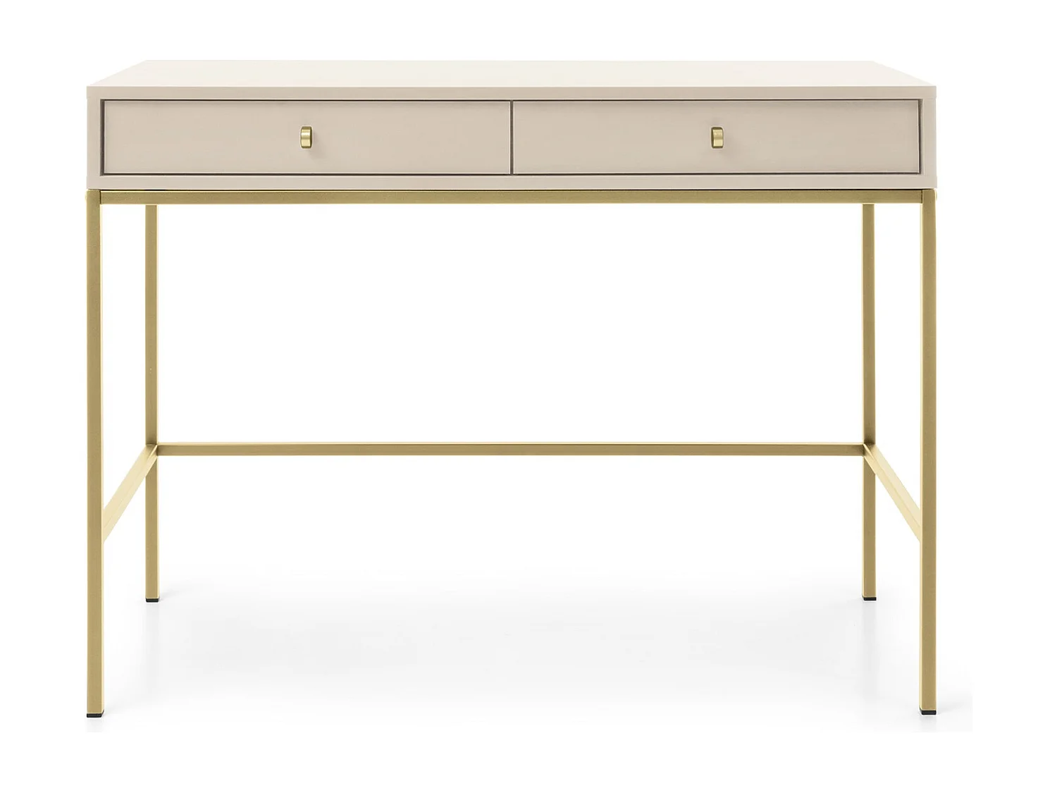 Kaptafel 100 cm Monti - twee lades, consoletafel, beige + goud