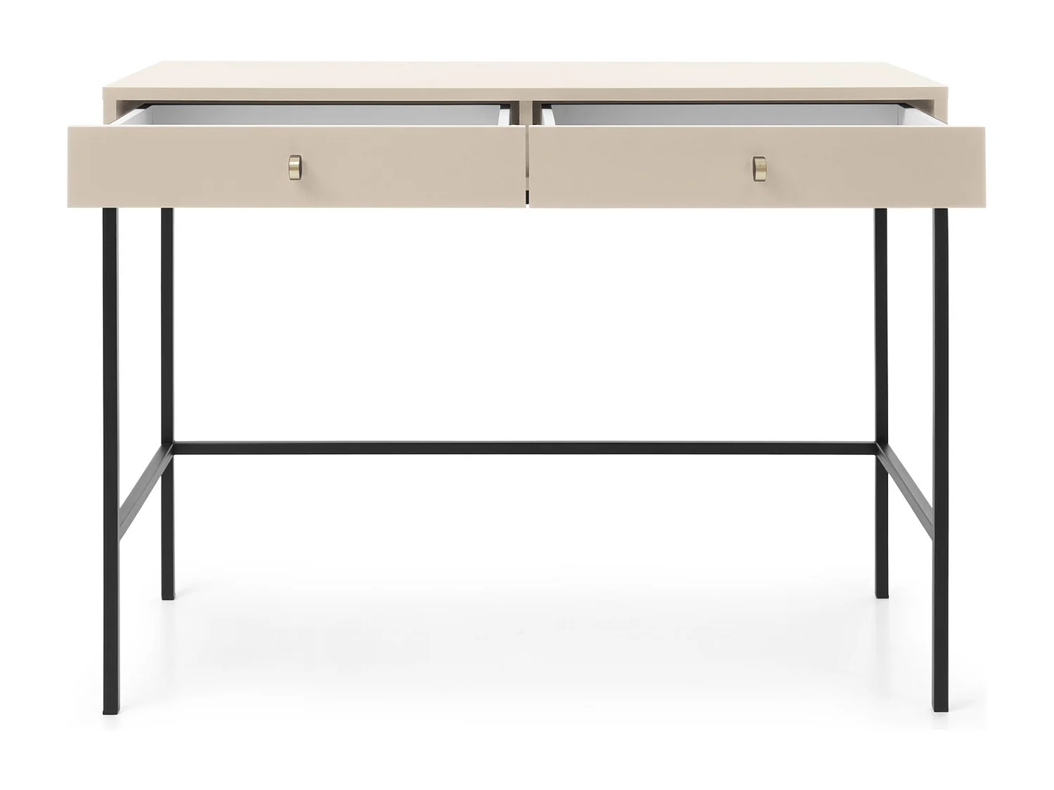 Kaptafel 100 cm Monti - twee lades, consoletafel, beige + goud