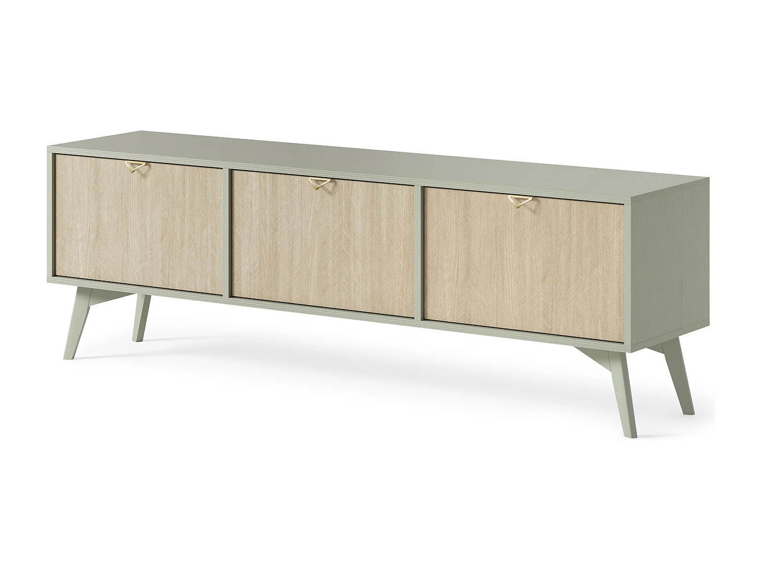 TV-meubel 150 cm Wood - TV-kast met 3 deuren, boho-stijl, Eucalyptus